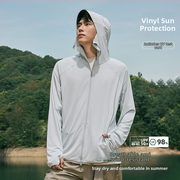 Meeste kapuutsiga päikesekaitse rõivad suveks suvel, Ice Silk jahutus kangas, vaba lõige, polüester 92%