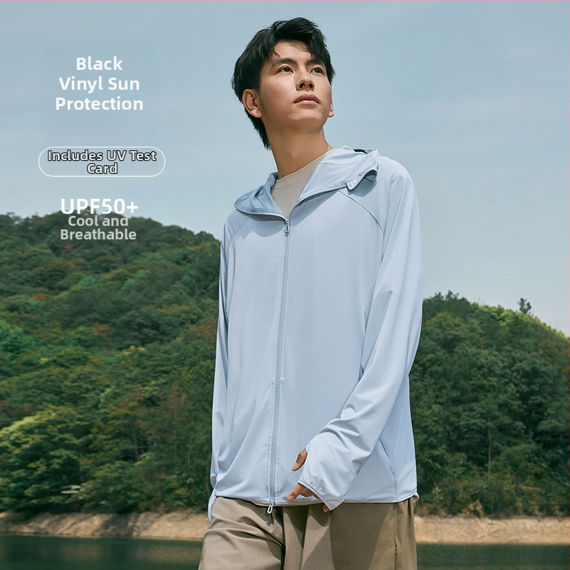 Meeste kapuutsiga päikesekaitse rõivad suveks suvel, Ice Silk jahutus kangas, vaba lõige, polüester 92%