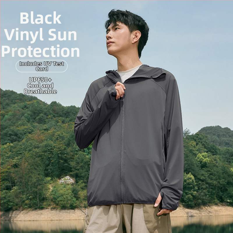 Meeste kapuutsiga päikesekaitse rõivad suveks suvel, Ice Silk jahutus kangas, vaba lõige, polüester 92%