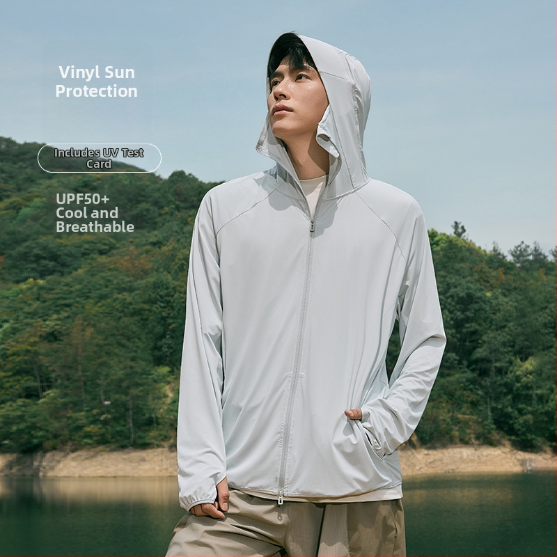 Meeste kapuutsiga päikesekaitse rõivad suveks suvel, Ice Silk jahutus kangas, vaba lõige, polüester 92%