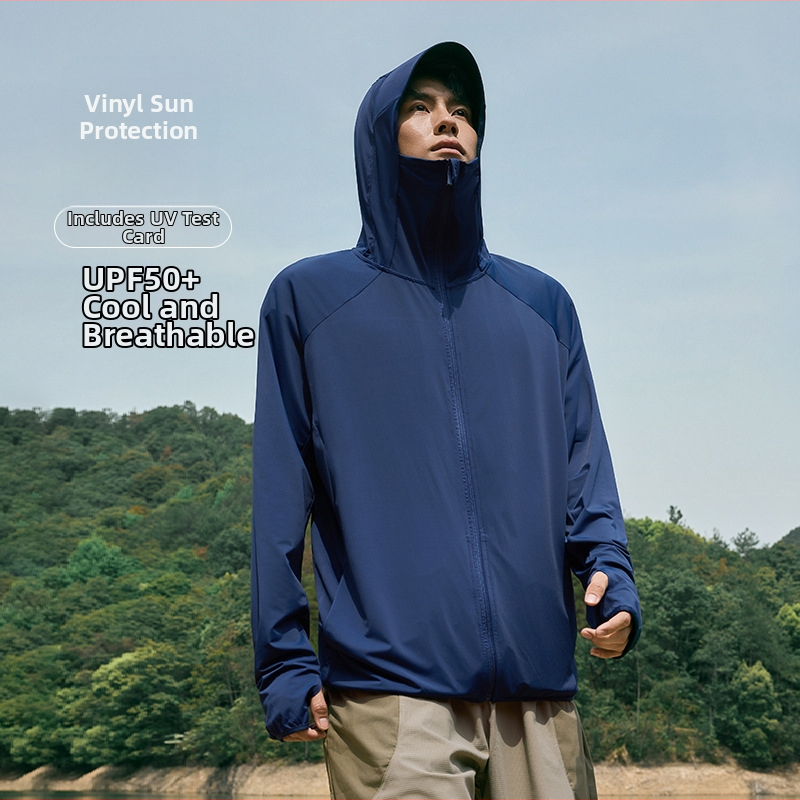 Meeste kapuutsiga päikesekaitse rõivad suveks suvel, Ice Silk jahutus kangas, vaba lõige, polüester 92%