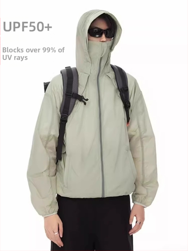 Saulės apsaugos švarkas, poliesterio audinys, 100% pagrindinis audinys, užtrauktukas, šoninės kišenės, vasara