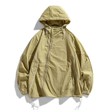 Палто с качулка, UPF50+ защита от слънцето, тънък найлонов плат, цип