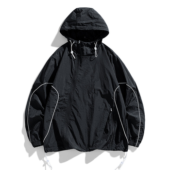 Палто с качулка, UPF50+ защита от слънцето, тънък найлонов плат, цип