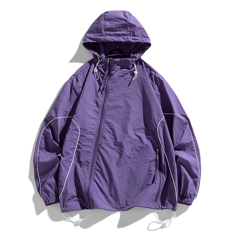 Палто с качулка, UPF50+ защита от слънцето, тънък найлонов плат, цип