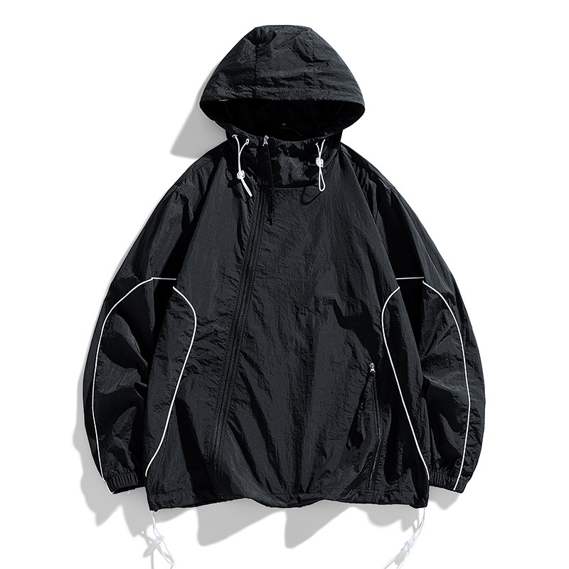 Палто с качулка, UPF50+ защита от слънцето, тънък найлонов плат, цип