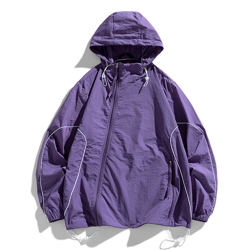 Палто с качулка, UPF50+ защита от слънцето, тънък найлонов плат, цип