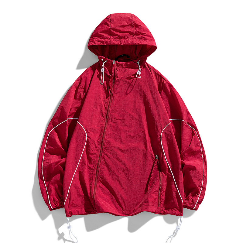 Палто с качулка, UPF50+ защита от слънцето, тънък найлонов плат, цип