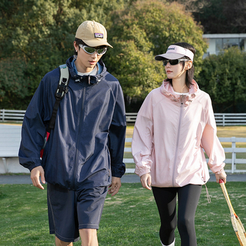 Ζακέτα με κουκούλα για προστασία από τον ήλιο, λεπτή καλοκαιρινή εξωτερική ζακέτα, 100% πολυεστέρας, διαπνοή, UPF50+, τσέπες με φερμουάρ, Καλοκαίρι 2025