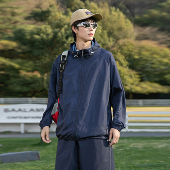 Ζακέτα με κουκούλα για προστασία από τον ήλιο, λεπτή καλοκαιρινή εξωτερική ζακέτα, 100% πολυεστέρας, διαπνοή, UPF50+, τσέπες με φερμουάρ, Καλοκαίρι 2025