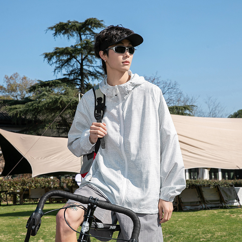 Ζακέτα με κουκούλα για προστασία από τον ήλιο, λεπτή καλοκαιρινή εξωτερική ζακέτα, 100% πολυεστέρας, διαπνοή, UPF50+, τσέπες με φερμουάρ, Καλοκαίρι 2025