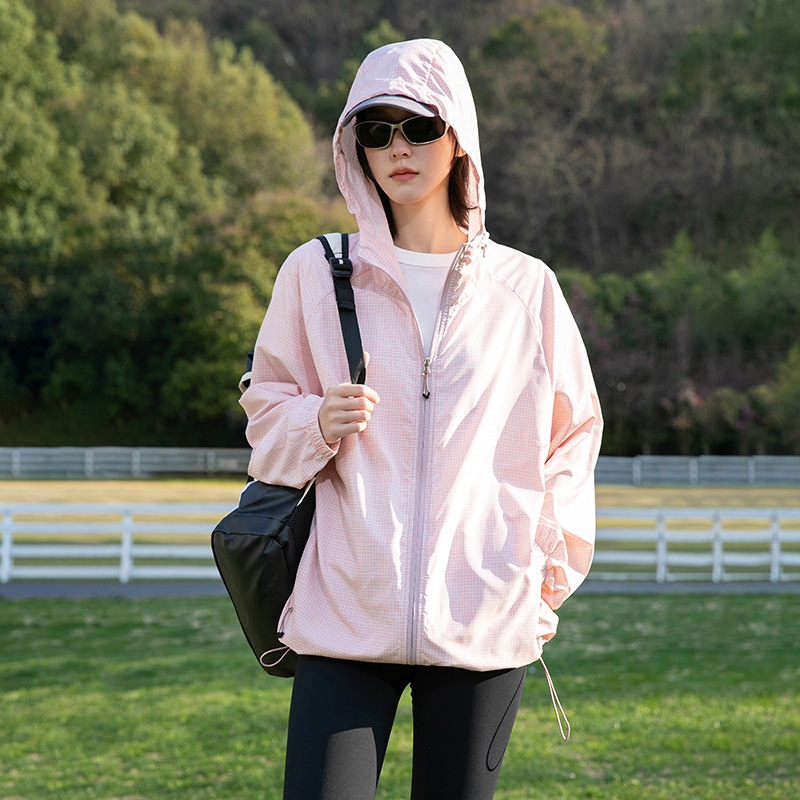 Ζακέτα με κουκούλα για προστασία από τον ήλιο, λεπτή καλοκαιρινή εξωτερική ζακέτα, 100% πολυεστέρας, διαπνοή, UPF50+, τσέπες με φερμουάρ, Καλοκαίρι 2025