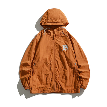 Νεανικό ελαφρύ μπουφάν με κουκούλα από νάιλον – διαπνοή, UV 50+ προστασία, 3D εφέ εκτύπωσης, φερμουάρ εμπρός, πλαϊνές τσέπες, χαλαρή γραμμή, καλοκαίρι