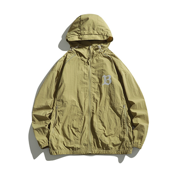 Νεανικό ελαφρύ μπουφάν με κουκούλα από νάιλον – διαπνοή, UV 50+ προστασία, 3D εφέ εκτύπωσης, φερμουάρ εμπρός, πλαϊνές τσέπες, χαλαρή γραμμή, καλοκαίρι