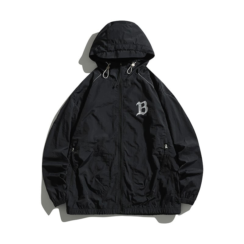 Νεανικό ελαφρύ μπουφάν με κουκούλα από νάιλον – διαπνοή, UV 50+ προστασία, 3D εφέ εκτύπωσης, φερμουάρ εμπρός, πλαϊνές τσέπες, χαλαρή γραμμή, καλοκαίρι