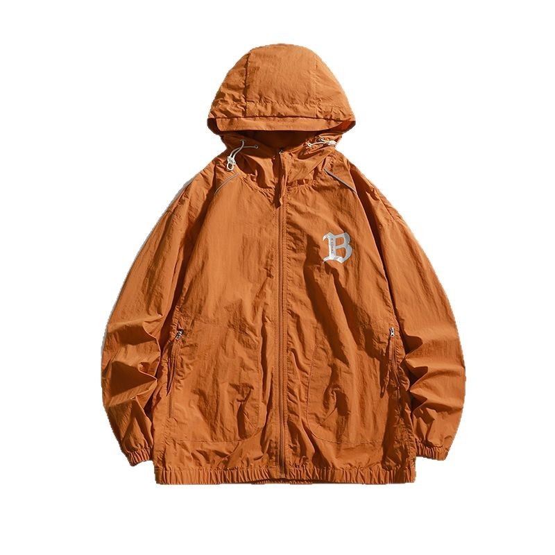 Νεανικό ελαφρύ μπουφάν με κουκούλα από νάιλον – διαπνοή, UV 50+ προστασία, 3D εφέ εκτύπωσης, φερμουάρ εμπρός, πλαϊνές τσέπες, χαλαρή γραμμή, καλοκαίρι