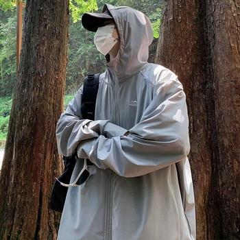 Αντηλιακό παλτό με κουκούλα, UPF50+, πολυεστέρας, τεσσάρων εποχών, φερμουάρ