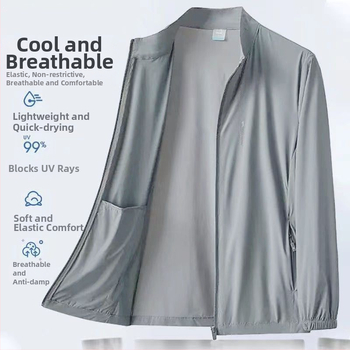 Kapuutsiga jakk, kiire kuivatusega Ice Silk, UV-kaitse, hingav Vinylon kangas suveks