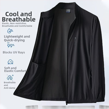 Kapuutsiga jakk, kiire kuivatusega Ice Silk, UV-kaitse, hingav Vinylon kangas suveks