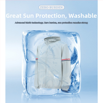 Kerge kapuutsiga päikesekaitsejope nailonist, võrgustiku õmbluspaneelidega, UPF30+, vaba lõige