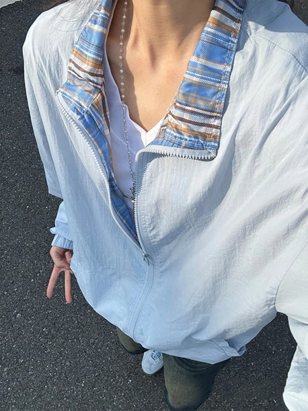 Ελαφρύ σακάκι με UPF50+ προστασία από τον ήλιο, λεπτό ύφασμα, φερμουάρ, πλαϊνές τσέπες, χαλαρή γραμμή