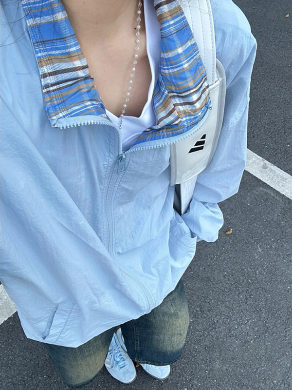 Ελαφρύ σακάκι με UPF50+ προστασία από τον ήλιο, λεπτό ύφασμα, φερμουάρ, πλαϊνές τσέπες, χαλαρή γραμμή