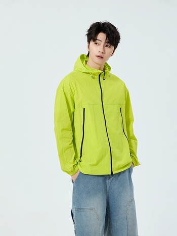 Unisex kapuutsiga päikesekaitsejakk, õhuke nailon, vaba lõige, UPF50+