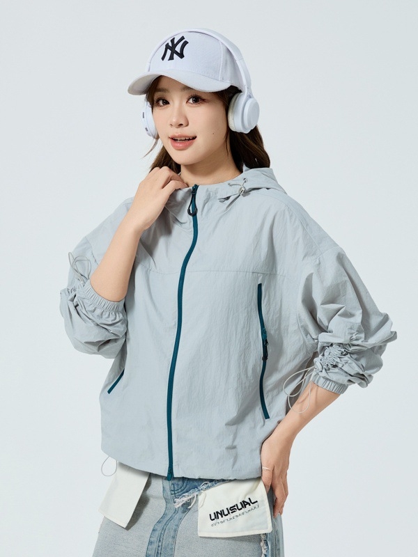 Unisex kapuutsiga päikesekaitsejakk, õhuke nailon, vaba lõige, UPF50+