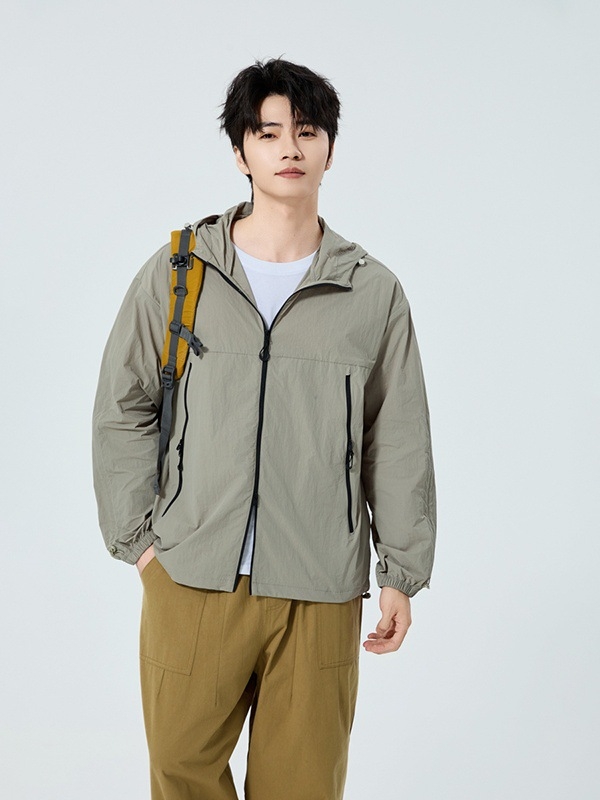 Unisex kapuutsiga päikesekaitsejakk, õhuke nailon, vaba lõige, UPF50+