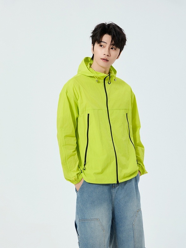 Unisex kapuutsiga päikesekaitsejakk, õhuke nailon, vaba lõige, UPF50+