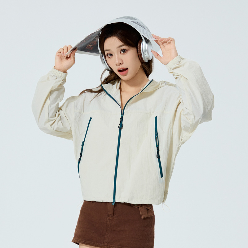 Unisex kapuutsiga päikesekaitsejakk, õhuke nailon, vaba lõige, UPF50+