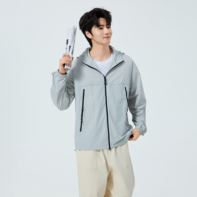 Unisex kapuutsiga päikesekaitsejakk, õhuke nailon, vaba lõige, UPF50+