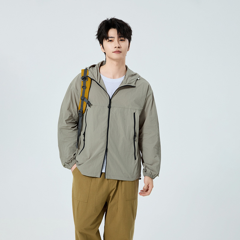 Unisex kapuutsiga päikesekaitsejakk, õhuke nailon, vaba lõige, UPF50+