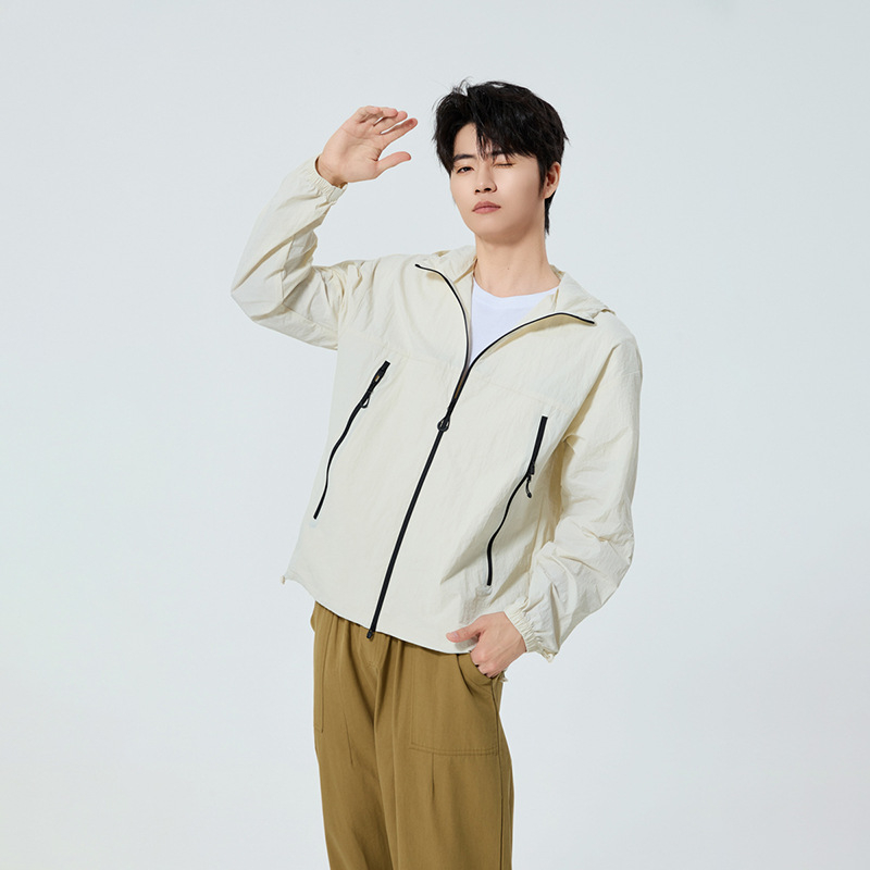 Unisex kapuutsiga päikesekaitsejakk, õhuke nailon, vaba lõige, UPF50+