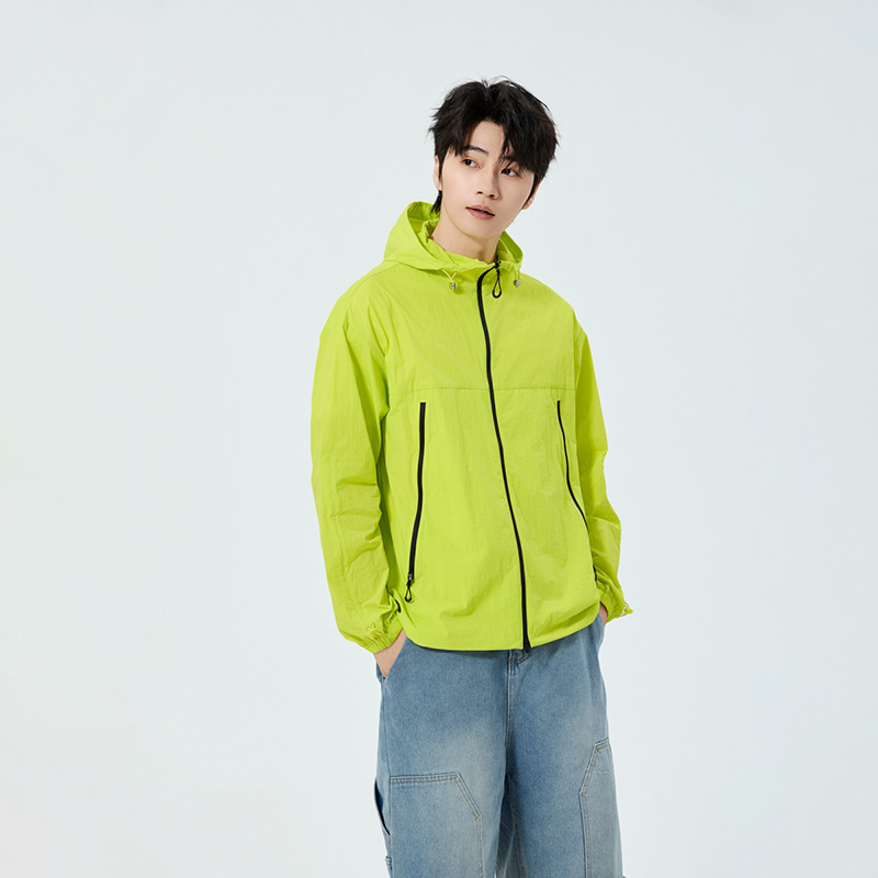 Unisex kapuutsiga päikesekaitsejakk, õhuke nailon, vaba lõige, UPF50+