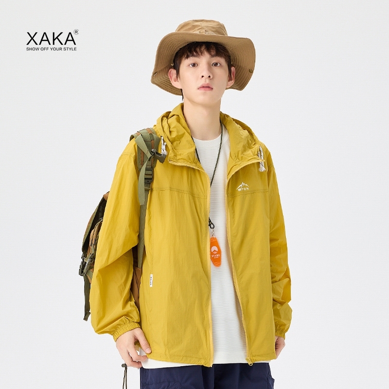 Kapuutsiga suvine päikesekaitsejope, kerge puuvillane materjal, vaba lõige, tõmblukk