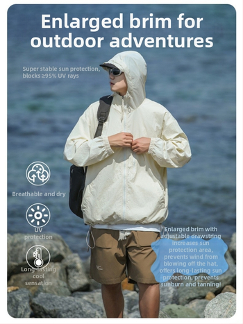Unisex välisjakk kapuutsiga, UPF50+ UV-kaitse, kerge, hingav, kiiresti kuivav nailon