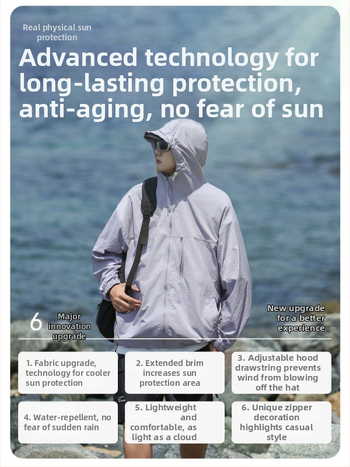 Unisex välisjakk kapuutsiga, UPF50+ UV-kaitse, kerge, hingav, kiiresti kuivav nailon