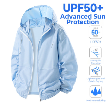 Meeste kapuutsiga UV-kaitsejope, kerge ja hingav, 100% polüester, UPF50+, lukuga taskud