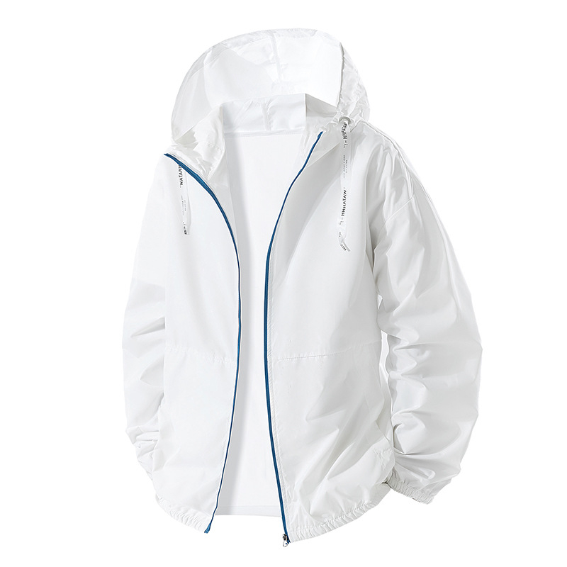 Ανδρικό μπουφάν με κουκούλα για προστασία UV, ελαφρύ και διαπνέον, 100% πολυεστέρας, UPF50+, τσέπες με φερμουάρ