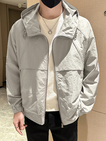 Ζακέτα με κουκούλα για προστασία από τον ήλιο, ελαφριά και διαπνέουσα μίξη πολυεστέρα, UPF50+, φερμουάρ, πλαϊνές τσέπες