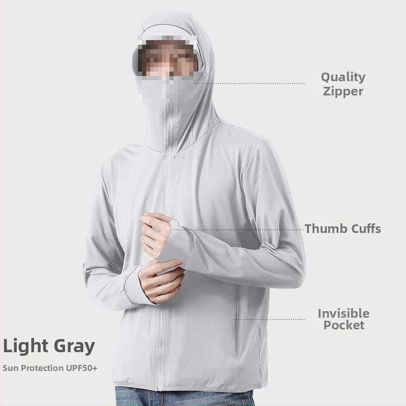 Välisjakk UV-kaitsega meestele – UPF50, läikiv kaetud kangas, kapuutsita, hingav võrkkiht, kalastamiseks