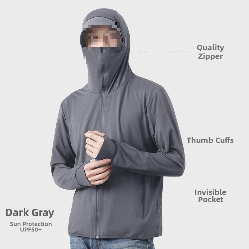 Välisjakk UV-kaitsega meestele – UPF50, läikiv kaetud kangas, kapuutsita, hingav võrkkiht, kalastamiseks