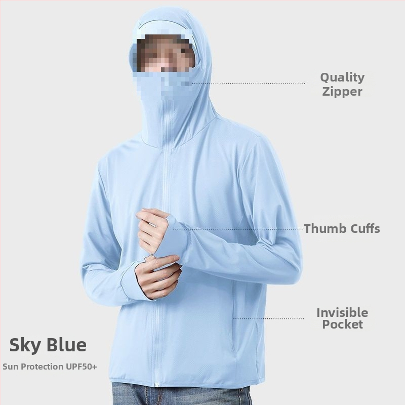 Välisjakk UV-kaitsega meestele – UPF50, läikiv kaetud kangas, kapuutsita, hingav võrkkiht, kalastamiseks