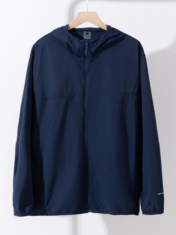 Unisex UV50+ kaitsejope, kerge, hingav, kiiresti-kuivav, kapuutsiga, kangas: keemiliste kiudude segu