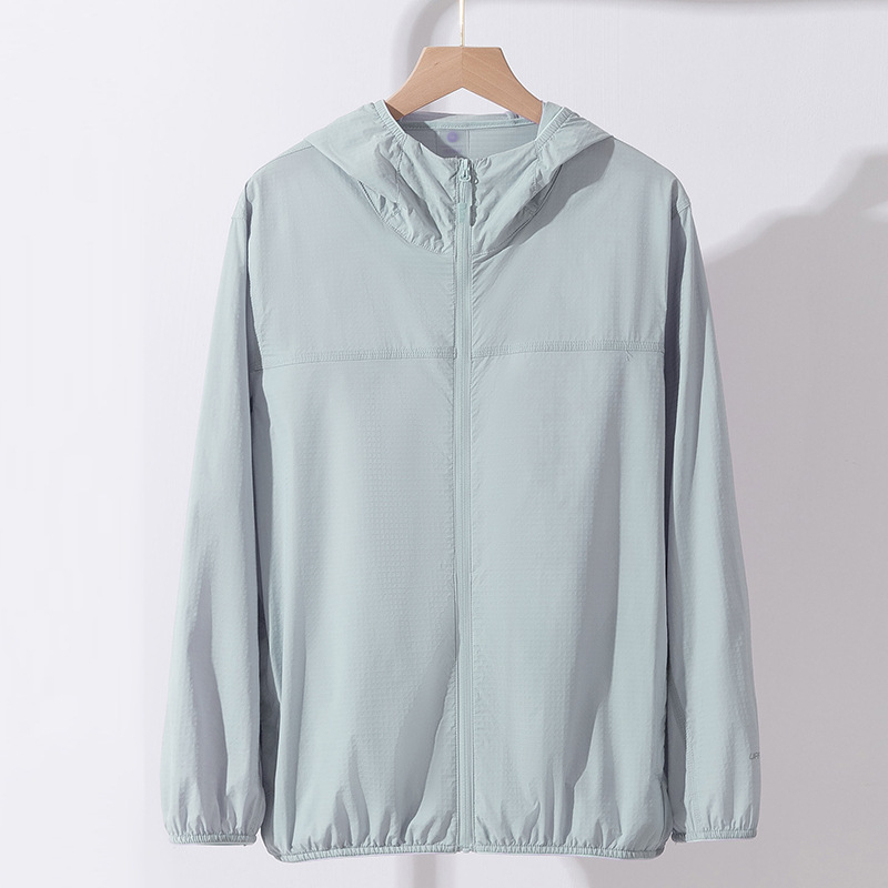 Unisex UV50+ kaitsejope, kerge, hingav, kiiresti-kuivav, kapuutsiga, kangas: keemiliste kiudude segu