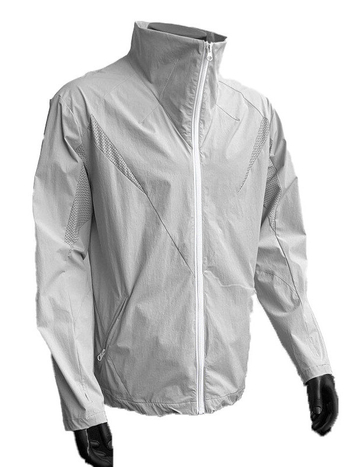 Τοπ προστασίας από τον ήλιο με διχτυωτό ύφασμα, ελαφρύ, φαρδιά γραμμή, μπροστινό φερμουάρ, πλαϊνές τσέπες, UPF 50