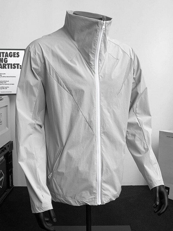 Τοπ προστασίας από τον ήλιο με διχτυωτό ύφασμα, ελαφρύ, φαρδιά γραμμή, μπροστινό φερμουάρ, πλαϊνές τσέπες, UPF 50