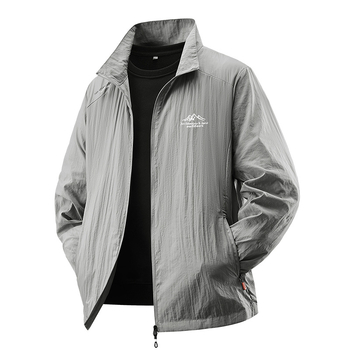 Ice-Silk Ανδρικό καλοκαιρινό παλτό προστασίας από τον ήλιο: λεπτό νάιλον, 100% νάιλον ως κύριο ύφασμα, φερμουάρ, τσέπες με φερμουάρ, χωρίς κουκούλα