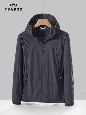 Unisex kapucňová bunda proti slnečnému UV svetlu, tenká letná priedušná nylonová látka, 100% nylon, UPF50+, vrecká na zips